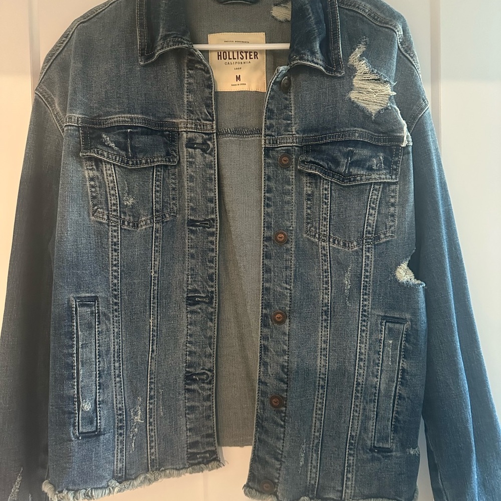 Hollister Women's Distressed Blue Jean Jacket